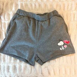 Gray Snoopy Shorts with Heart Design